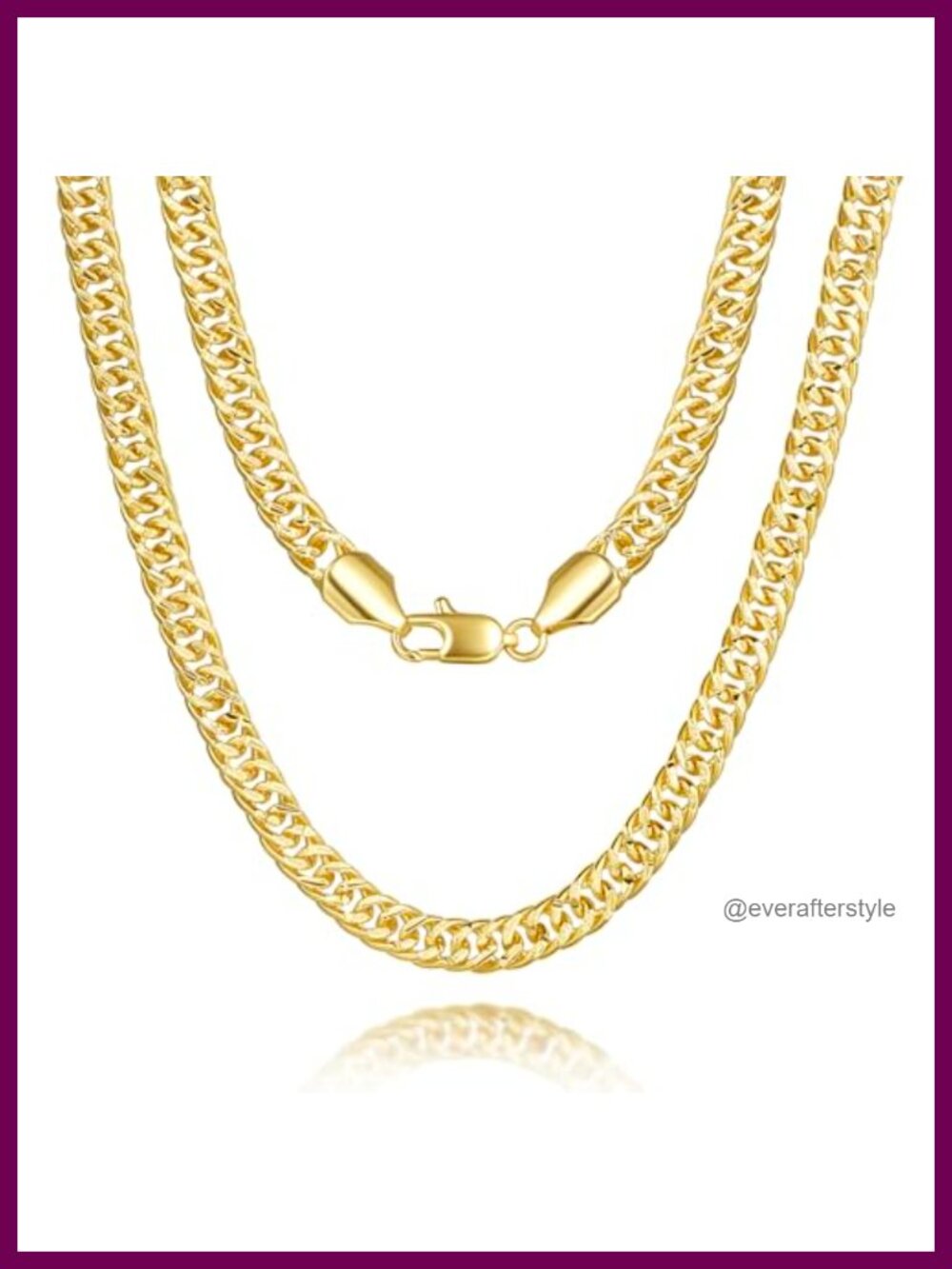6mm Cuban Chain Necklace in 14k Gold Plated for Women Men